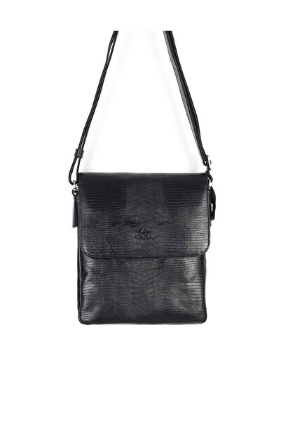 Aka Deri حقيبة كتف جلدية سوداء 360 10