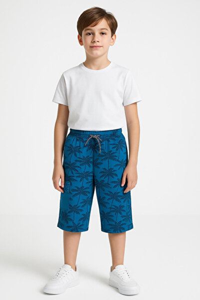 Trend Bebe Butik Ανδρικό παιδικό καπρί με μοτίβο παλάμης με τσέπη Cargo Καλοκ...