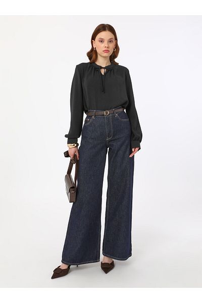 Refka Tunic with Aerobin Tie Detail - Black - Refka