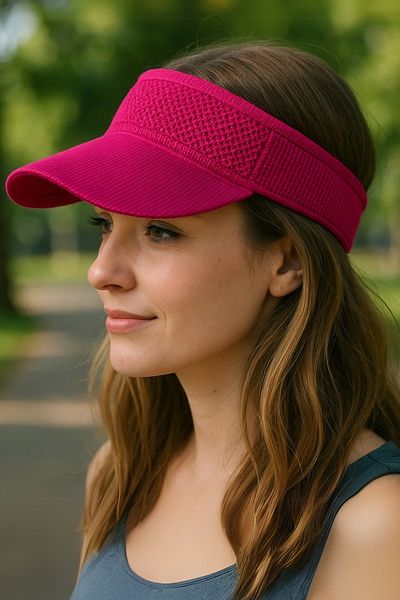 LAGRANZE Women's Knit Detailed Sports Visor Hat - Premium Summer Sun Shield