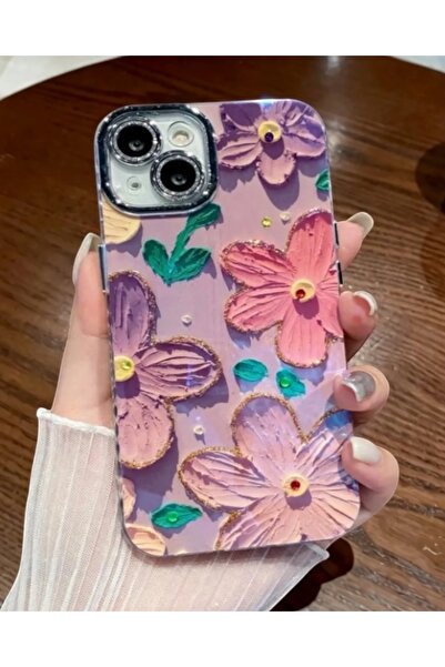 KILIF HOUSE Hologram Flowers Case with iPhone 16 Compatible Lens Protector