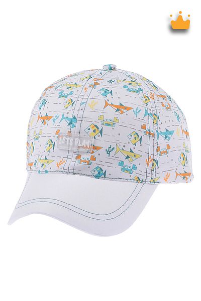 Kitti 4-8 Years 52cm Boy Summer Patterned Adjustable Hat Cap White Y 2321007