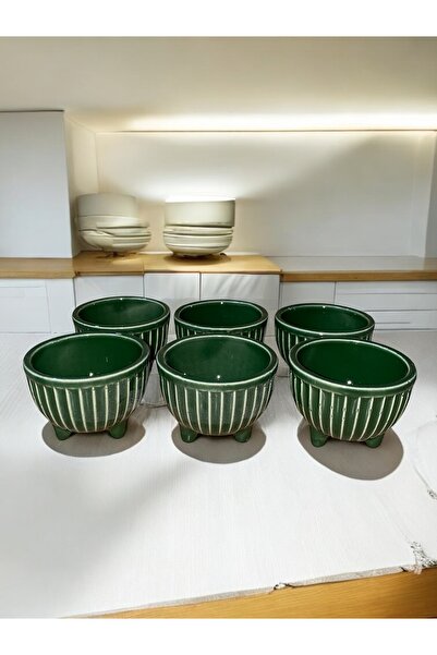 RED SERAMİK Red Seramik Viva Koleksiyon 6 Parça Sosluk-Lokumluk Haki Yeşil