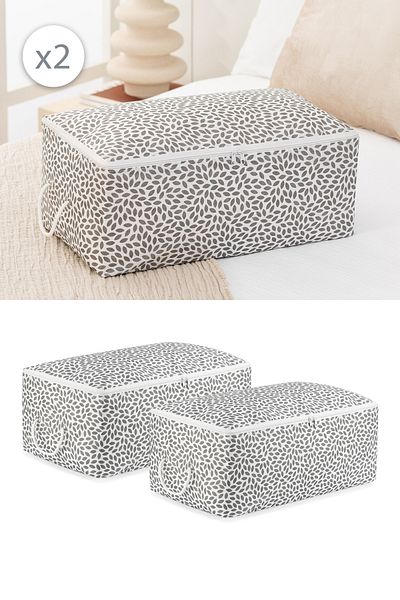 REKHOME Set of 2 Medium Size Leaf Gray under Base Sofa Bed Type Sweater Pique Organizer Blanket Pouch 52X28X21
