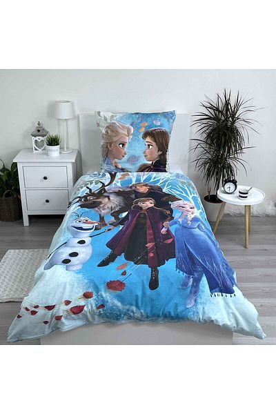 Frozen Set 2 piese lenjerie de pat, Husa pilota 160x200 cm, husa perna 70x90 cm, Multicolor, Family, Frozen