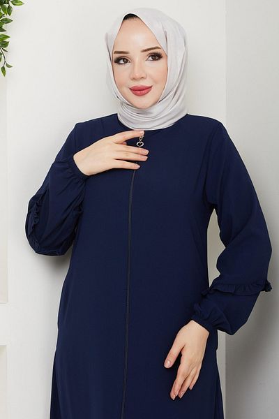 InStyle Curved Medina Silk Dark Navy Blue Ferace