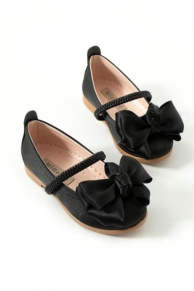 Mia Lui Tegan Girl's Bow Ballerina Ballet Black 26-30 T123P