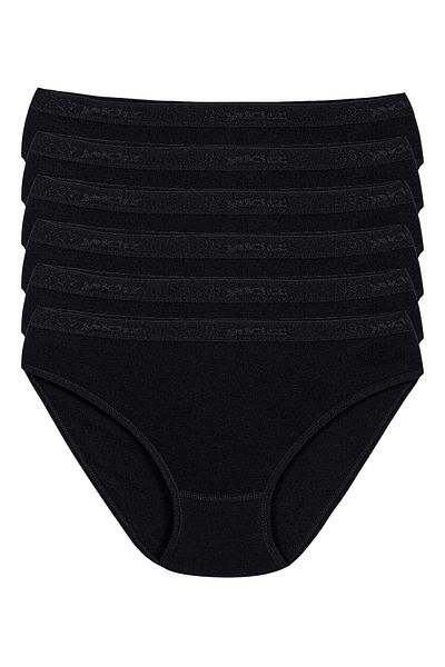 YILDIZ Cotton Buckle Ribbed Bikini Panties 6 Pack Black Star Kod3710