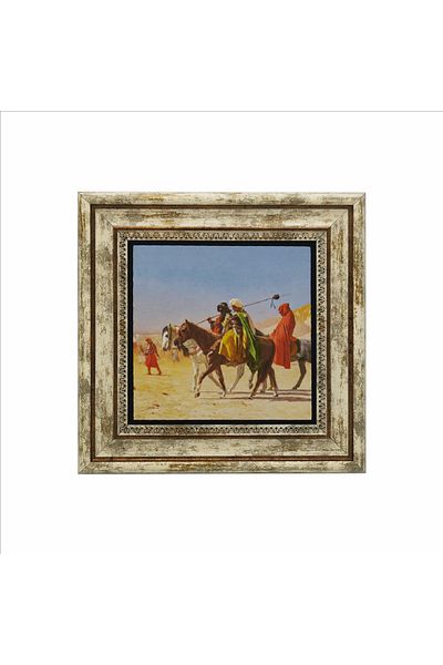 Sadrazam Pictură oficială cu piatră naturală cu cai în deșert (25 X 25 KRT-135)
