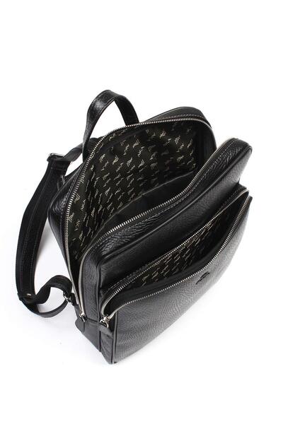 Aka Deri Medium Size Black Leather Backpack 906 60