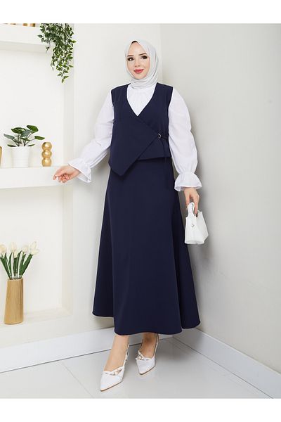 Moda Krash Cep Detail Trend Skirt Vest Suit