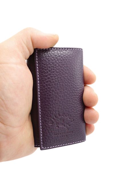 willpolo Genuine Cowhide Leather Purple Keychain with 6 Hooks