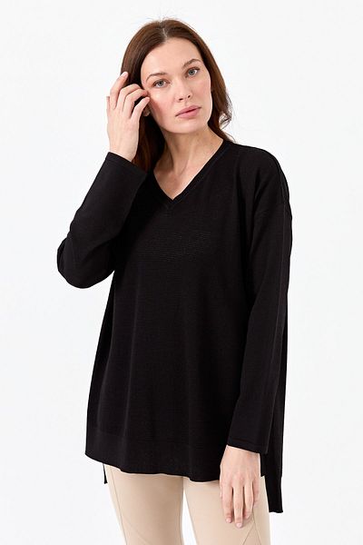 Desen Triko Women's V-Neck Slim Blouse Black