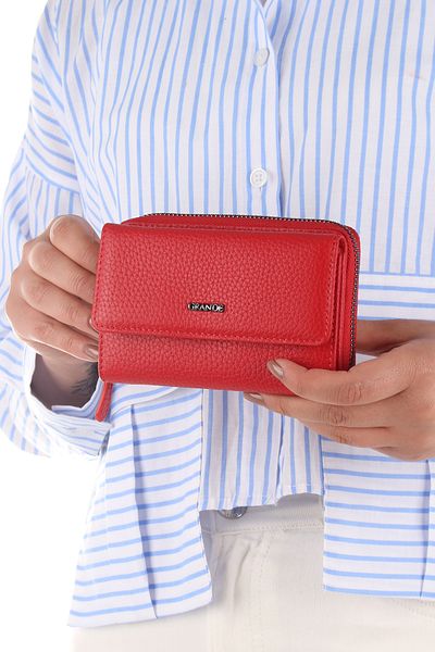 Grande 2754 Black detail Genuine leather Women's wallet card holder clutch RED