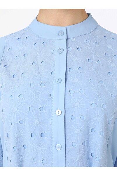 Benin Φόρεμα Hijab Poplin με Λεπτομέρεια Κεντήματος - Baby blue - Benin