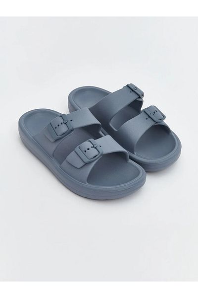 LC Waikiki Lcw Steps Blue Buckle Detailed Double Banded Boy's Slippers