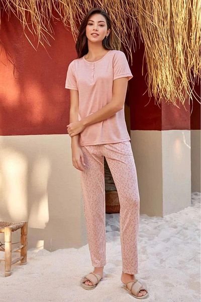 Berrak 9180 Women's Half Button Half Sleeve Pajamas Set