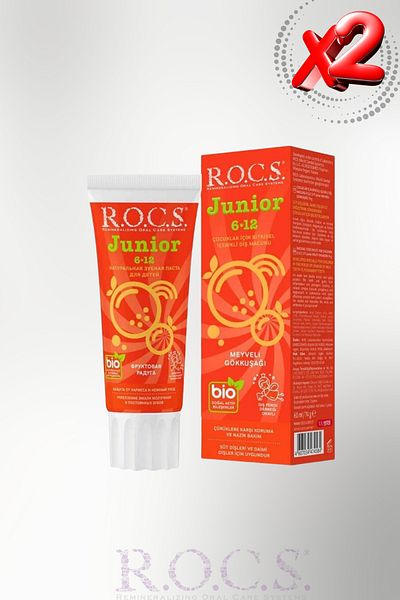 R.O.C.S. Junior 6-12 Toothpaste 60 ml / Fruity Rainbow (2 Pcs)