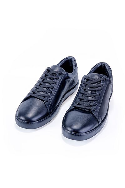 Vantaggio Nore Black Genuine Leather Large Size Men's Sneaker Shoes, Daily Casual Shoes