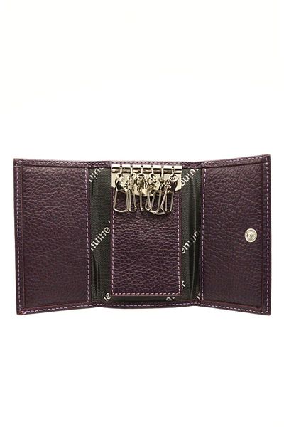 willpolo Genuine Cowhide Leather Purple Keychain with 6 Hooks