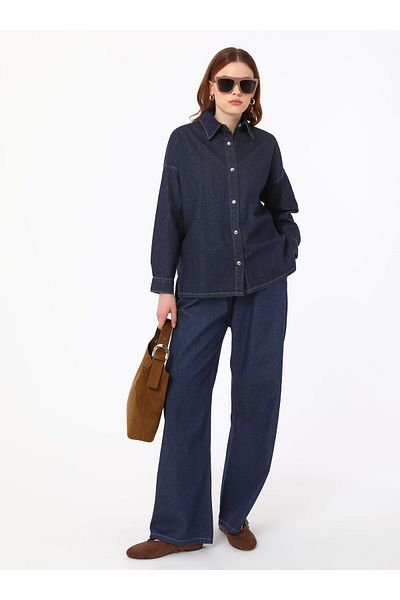 Benin Τζιν Μπλούζα / Πουκάμισο - Navy Blue - Benin Exclusive