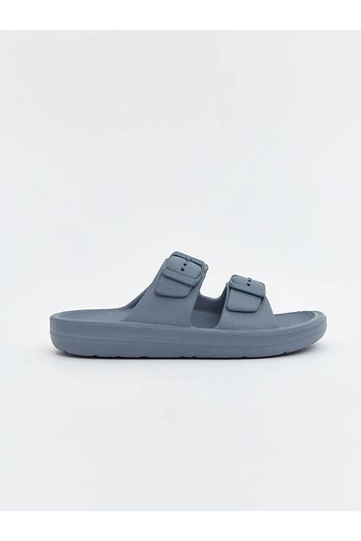 LC Waikiki Lcw Steps Blue Buckle Detailed Double Banded Boy's Slippers