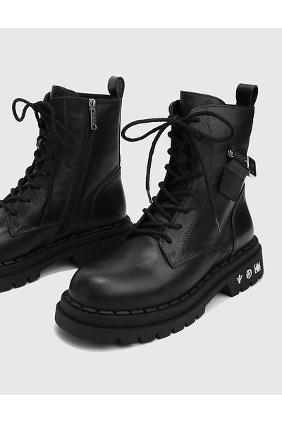 İLVİ Katrin Genuine Leather Women's Black Boots