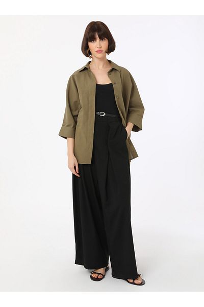Refka Belted Palazzo Trousers - Black - Refka