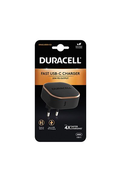Duracell Incarcator Duracell, 20W, 1 x USB-C, PD Fast Charging Technology, Negru