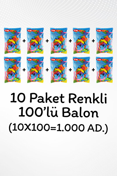 Parti Atölyesi 1000 Adet Renkli Balon Karışık Paket
