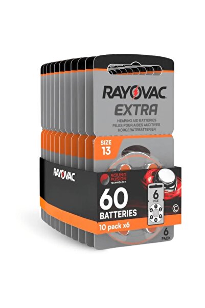 Rayovac Rayovac Extra 60-Pieces (13 Size) Hg0% (PR48) Zinc-Air 1.45V Hearing ...