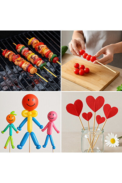 5 mm Ultra Kalın Bambu Çöp Şiş 40 cm – Marshmallow Kebap Ve Değişik İşler İçin (20 Adet)