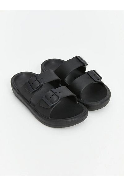 LC Waikiki Lcw Steps Black Buckle Detailed Double Banded Boy's Slippers