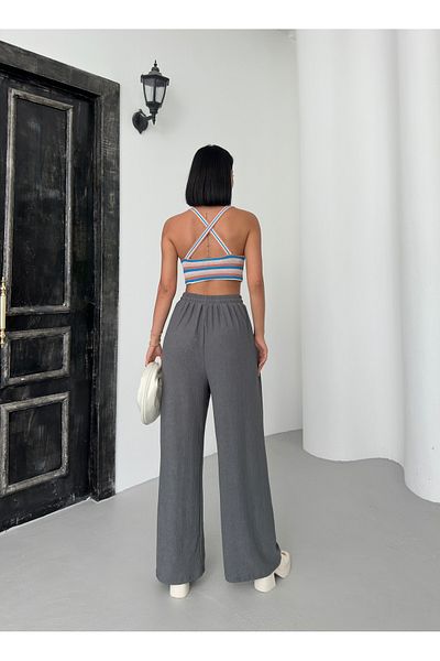 ALİKA Women's Elastic Palazzo Trousers