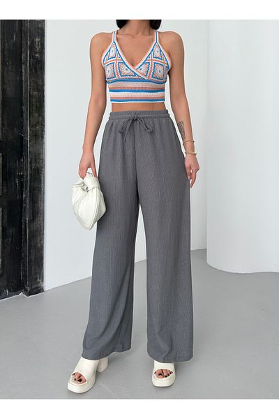 ALİKA Women's Elastic Palazzo Trousers