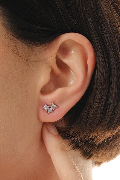 Sümer Telkari Üçlü Çiçek Rodyumlu Mini Gümüş Küpe 7380