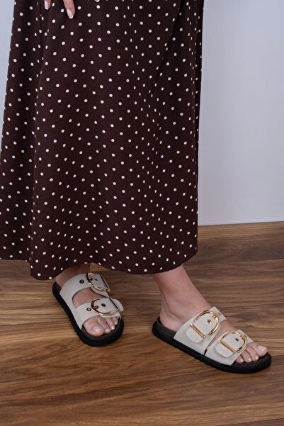 sovrana Двохремінні тапочки з бежевого замшу