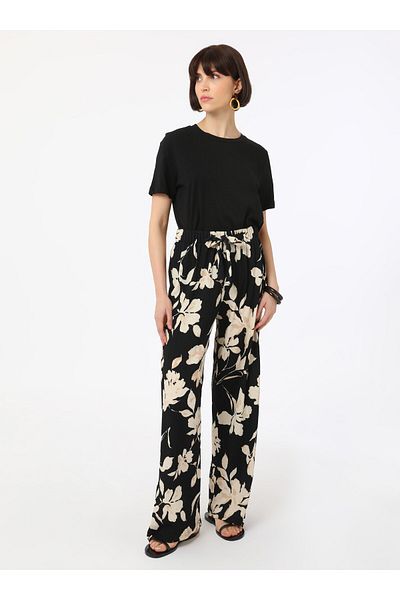 Benin Large Floral Print Pants - Black/White - Benin
