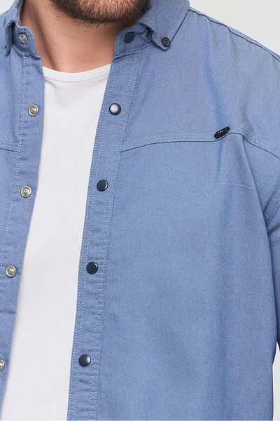 a02teks Cămașă pentru bărbați, slim fit, din bumbac, fără buzunare