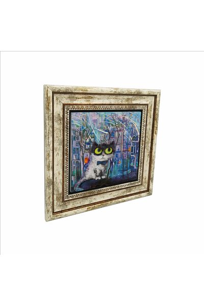 Sadrazam Tablou din piatră naturală imprimată pisica din Istanbul (25 X 25 KRT-66)