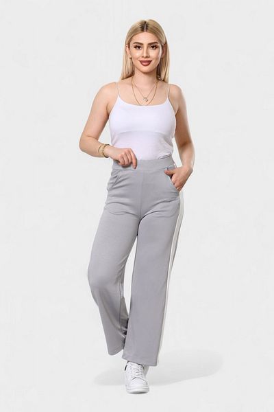NEWCO Side Stripe High Waist Loose Wide Leg Sweatpants Loungewear Gray