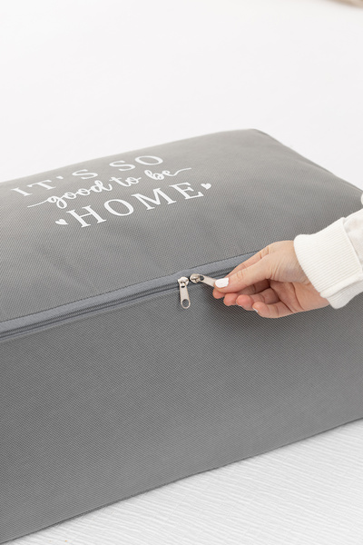 REKHOME 2'li Set Orta Boy Gri Baza Altı Çekyat Tipi Kazak Pike Düzenleyici Battaniye Hurcu 52x28x21