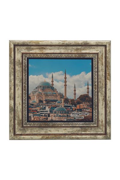 Sadrazam Istanbul Süleymaniye Mosque Printed Natural Stone Painting (25 X 25 Krt-165)