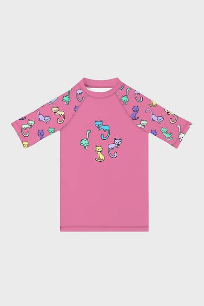 SLIPSTOP Kitties εμπριμέ με προστασία UV κοντομάνικο μαγιό T-shirt για κορίτσια T SHIRT ST 2511000001