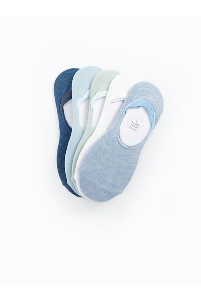 LC Waikiki Babet Socks Lcw Dream Blue Women's Flat Babet Socks 5 Pcs