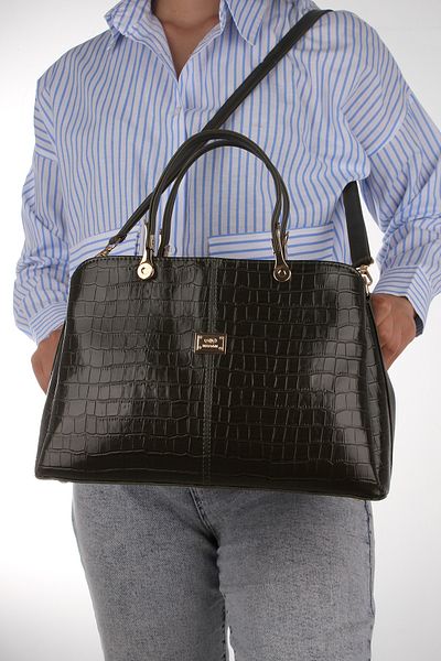 By Hakan Gk-800 Women's Three-Eye Hand and Shoulder Bag Crossbody Bag Croco Green