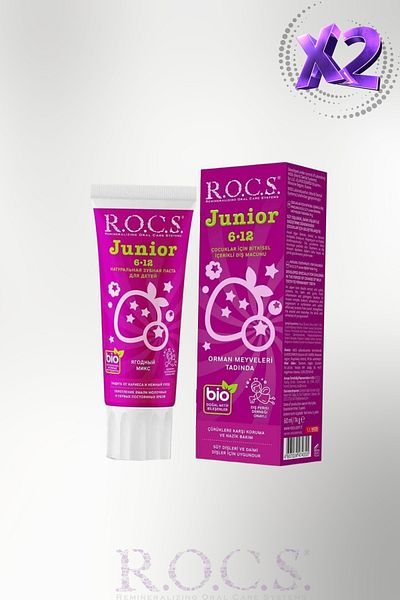 R.O.C.S. Junior 6-12 Toothpaste 60 ml / Forest Fruits with Herbal Content for Children (2 Pcs)