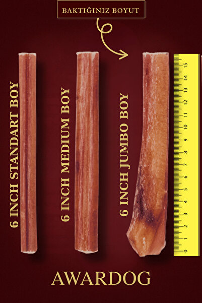 AWARDOG 15 Cm Jumbo Boy %100 Doğal Dana Kamışı | Köpek Çiğneme Ödül Maması | Uzun Süre Dayanıklı | 1 Adet