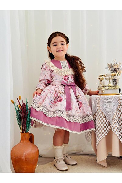 Hly Karol Tasarım Pembe Royal Vintage Kız Bebek Elbise,Doğum günü elbise,foto...