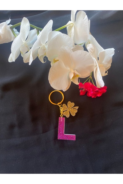 Bellinzona Breloc cu litera L, mov, cu sclipici - Accesoriu pentru geantă [Cu...